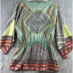 Calvin Klein Kimono Sleeve Blouse Women’s PTP 21.5" Multi Poly Tie Boho Flowy